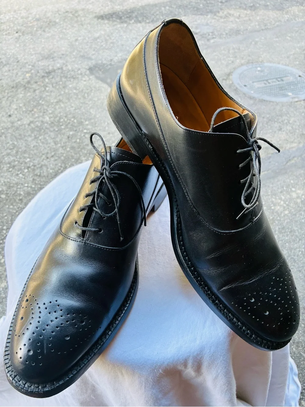 Jack Erwin Fullgrain Black Men's Leather Brogues, Size 8.5